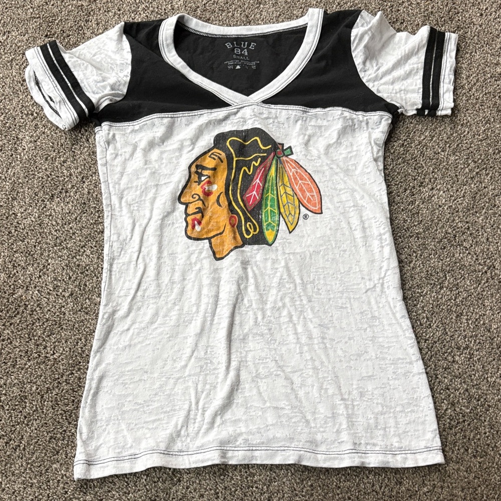 Blue 84 White and Black Chicago Native Head Graphic Tee